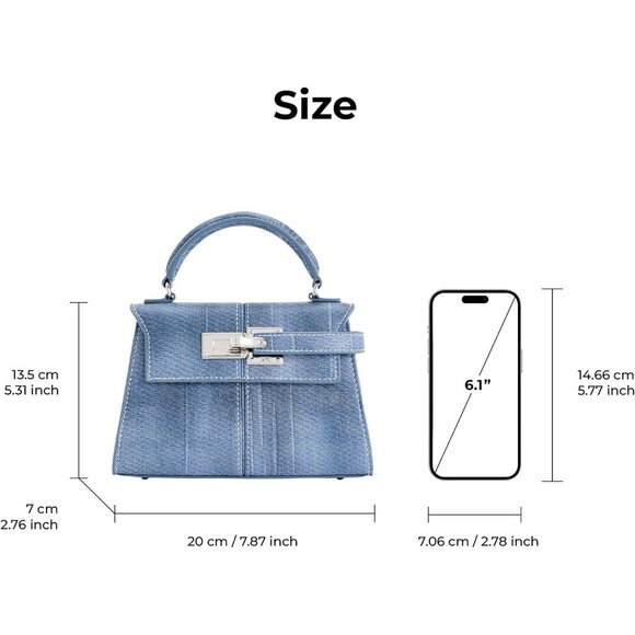 🆕Jw Pei Women Blue Vegan Leather Imported Elegant Sustainable Top Handle Bag - Picture 9 of 10